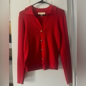 Michael Kors Red Cardigan with Gold Buttons